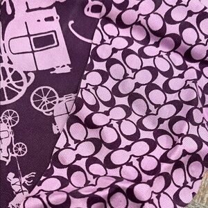 Coach hair bag scarf Purple Patterned silk